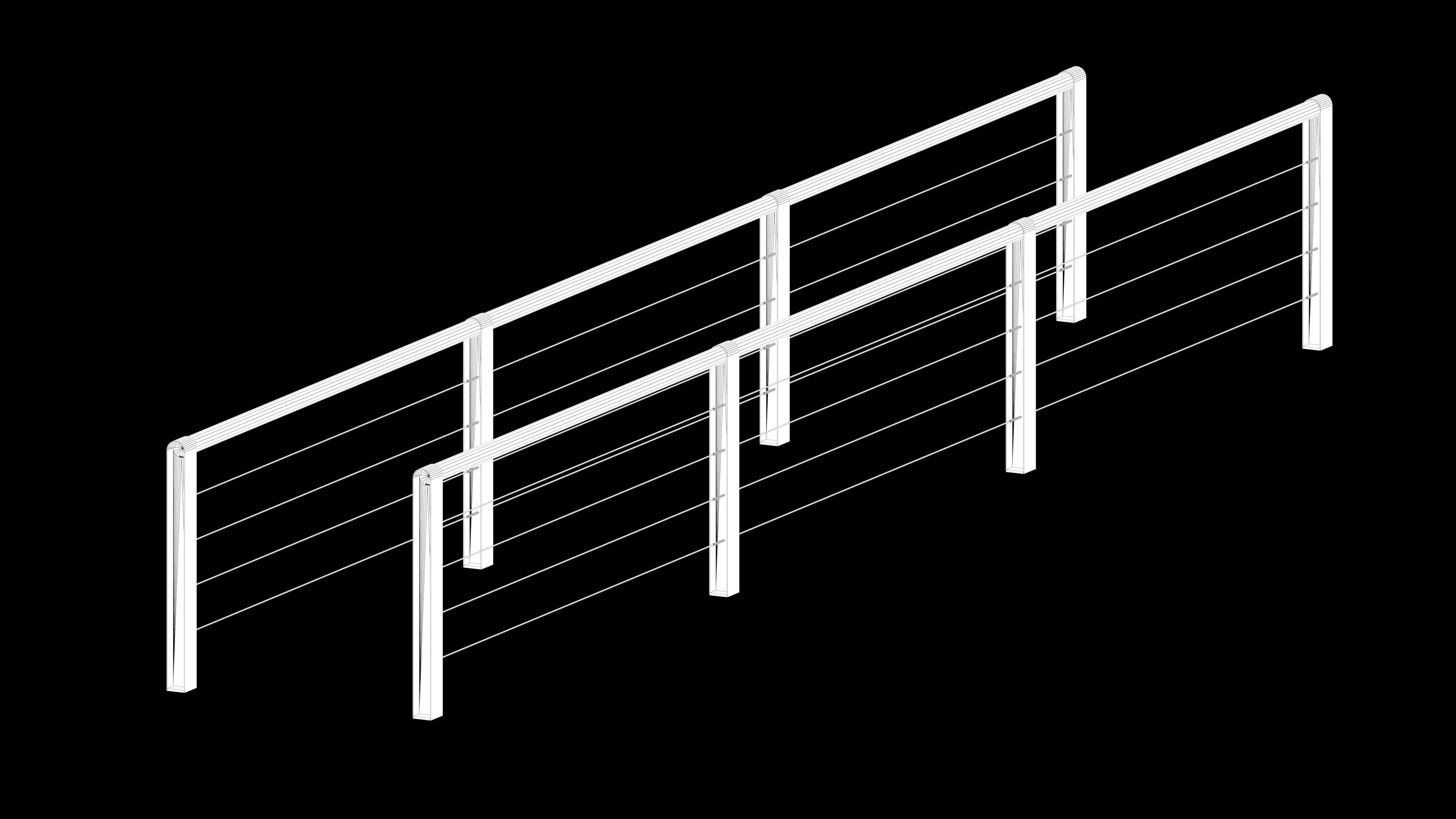 Modular city railing Low-poly 3D model_8