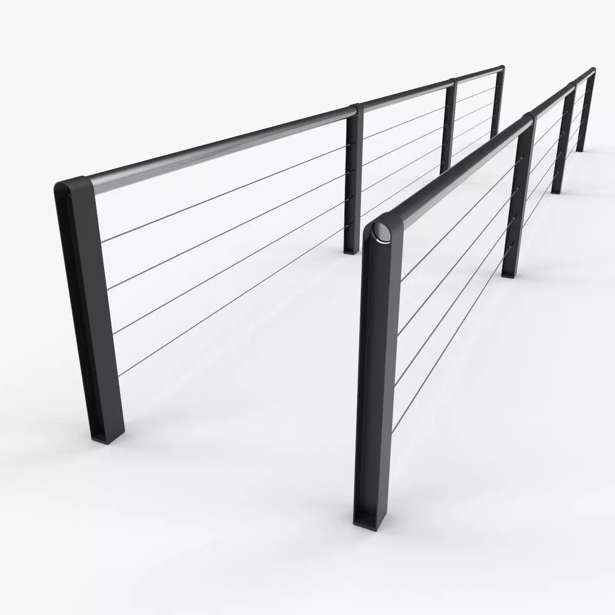 Modular city railing Low-poly 3D model_0