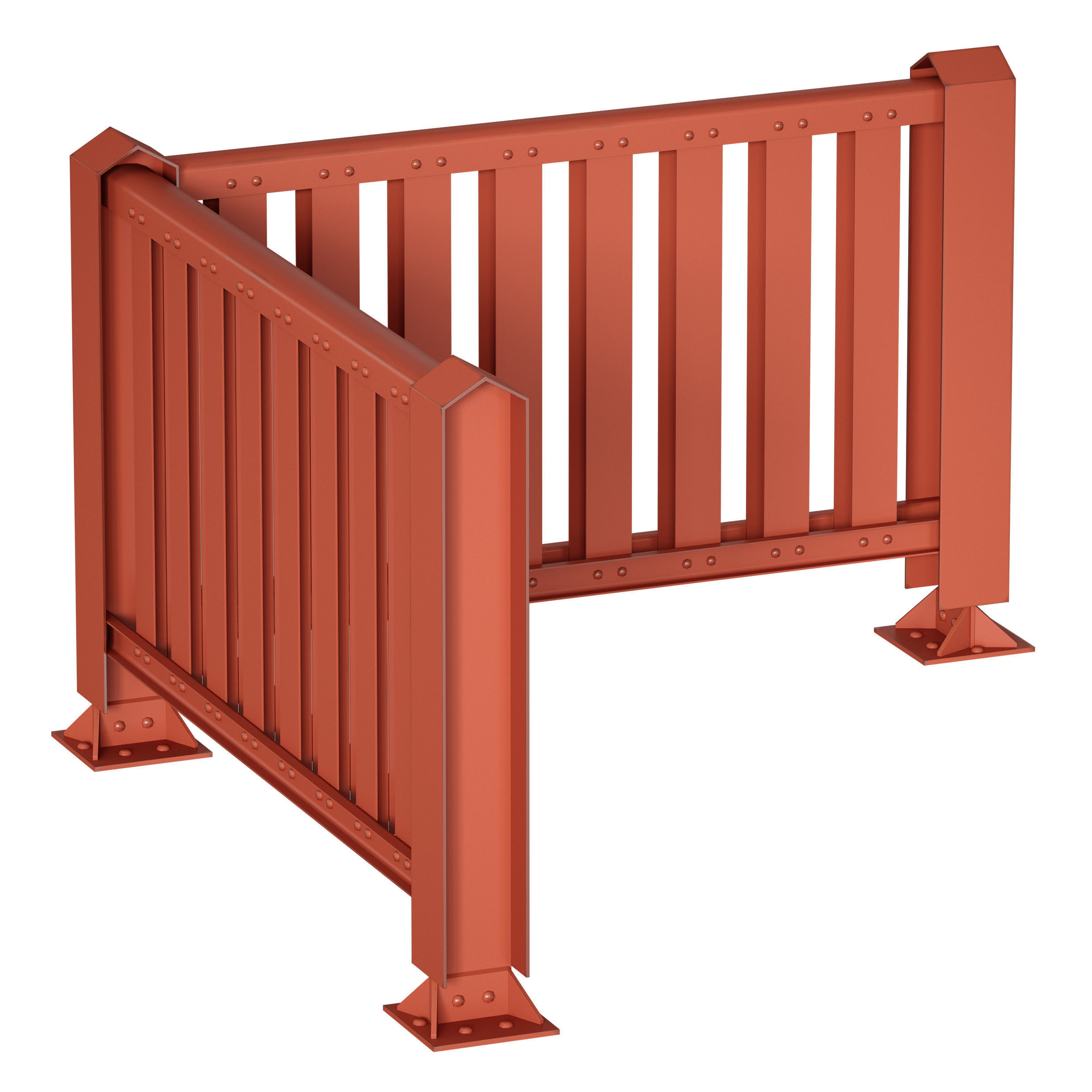 Metal fencing fence 3D model_4