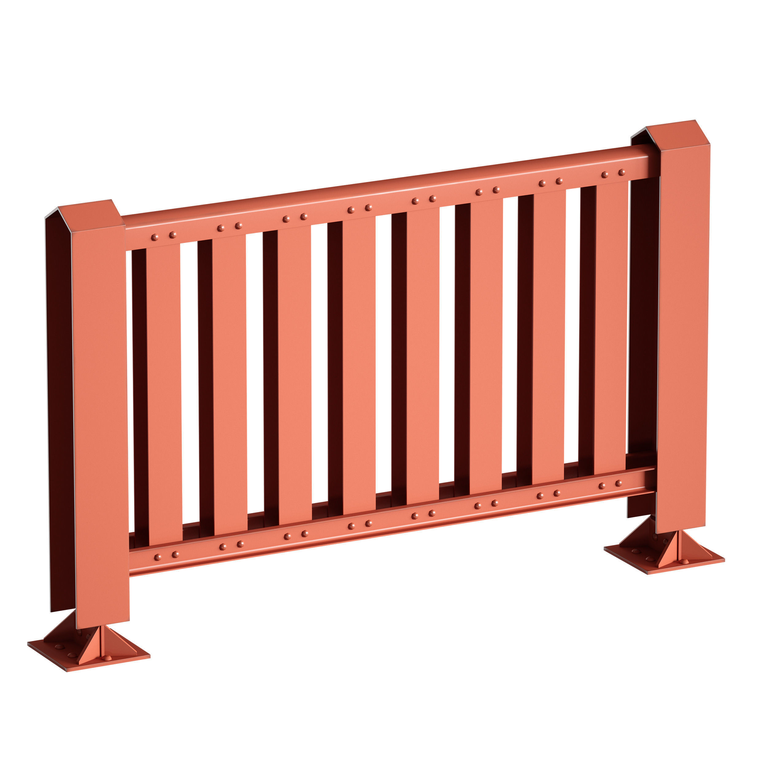 Metal fencing fence 3D model_3