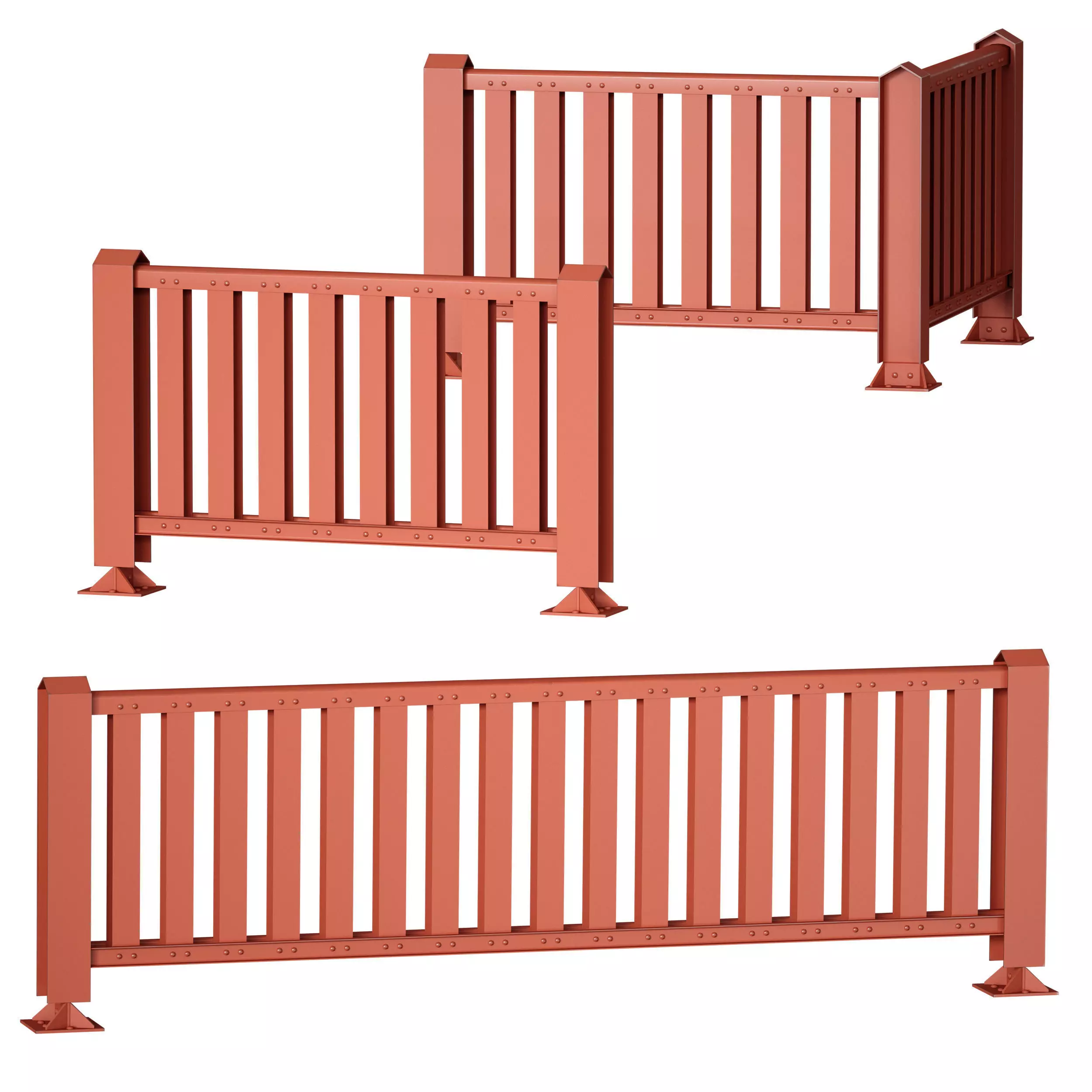 Metal fencing fence 3D model_0