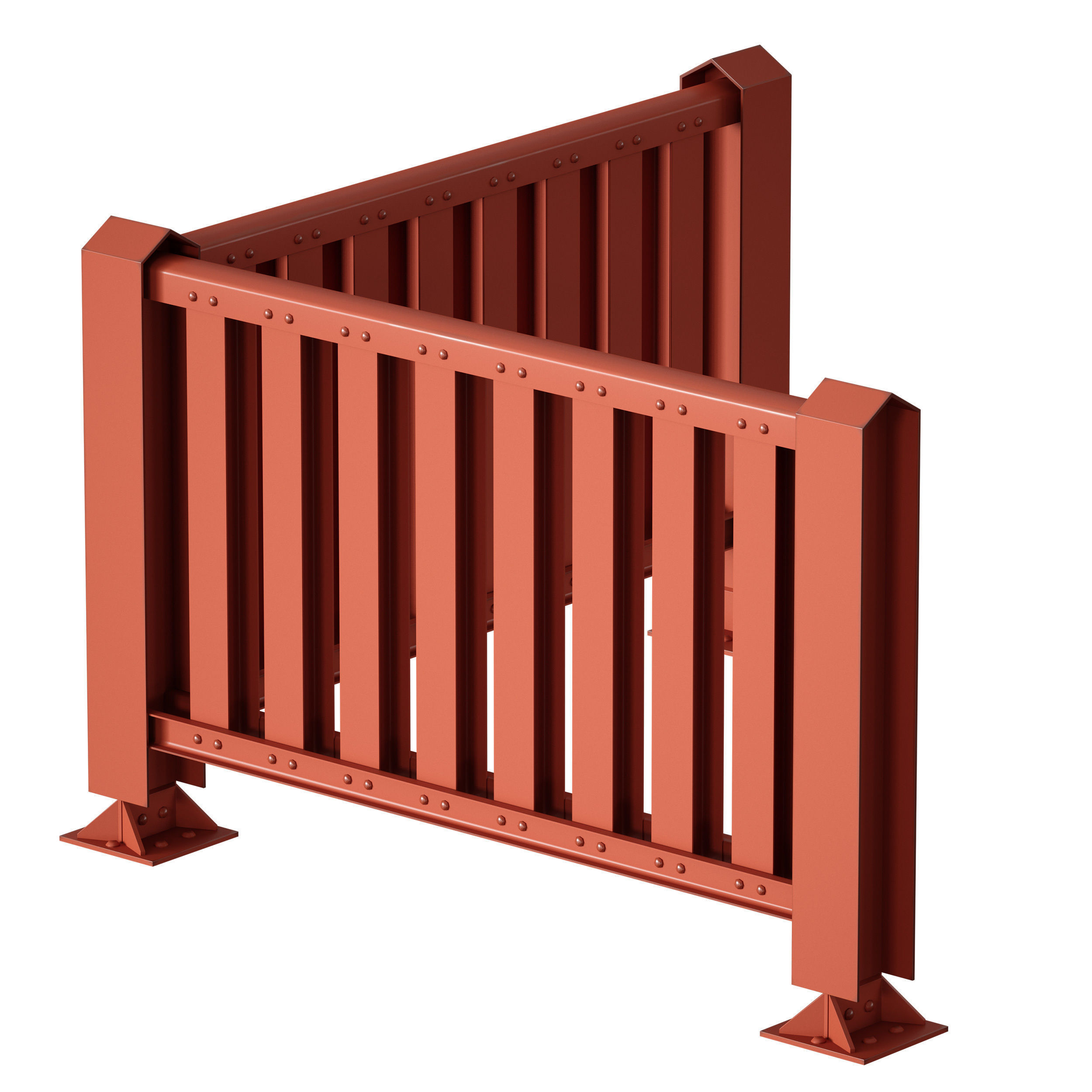 Metal fencing fence 3D model_7