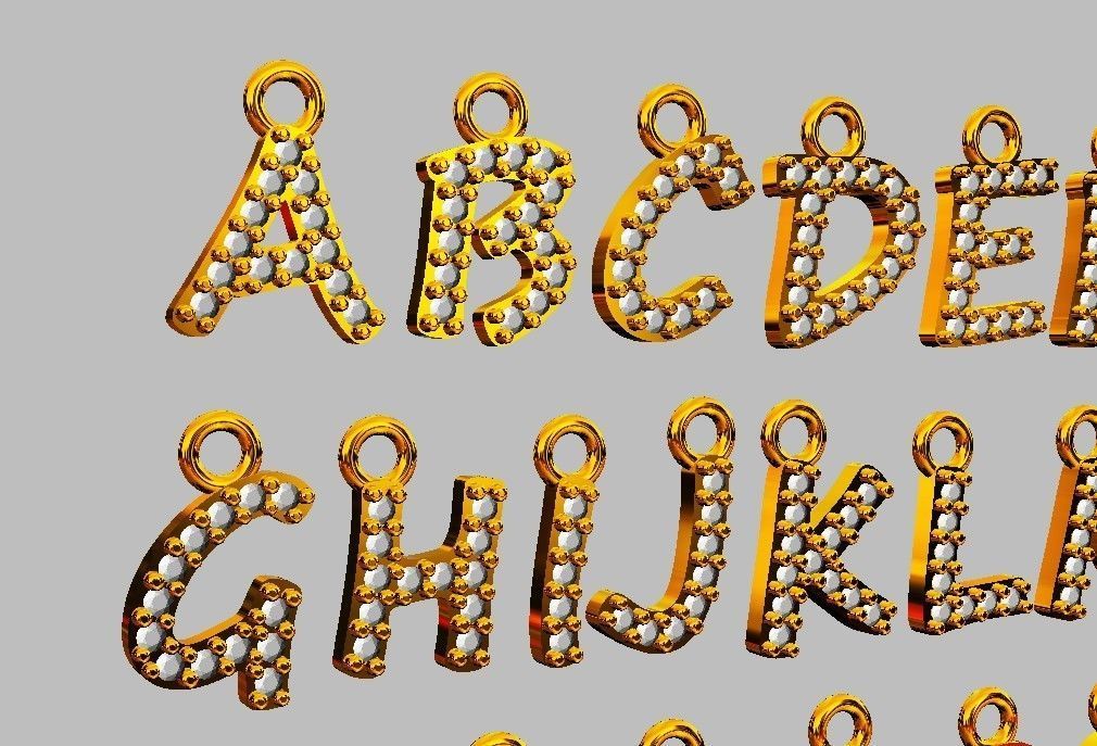 Modern Alphabet Diamond Pendants - 7mm 3D print model_12