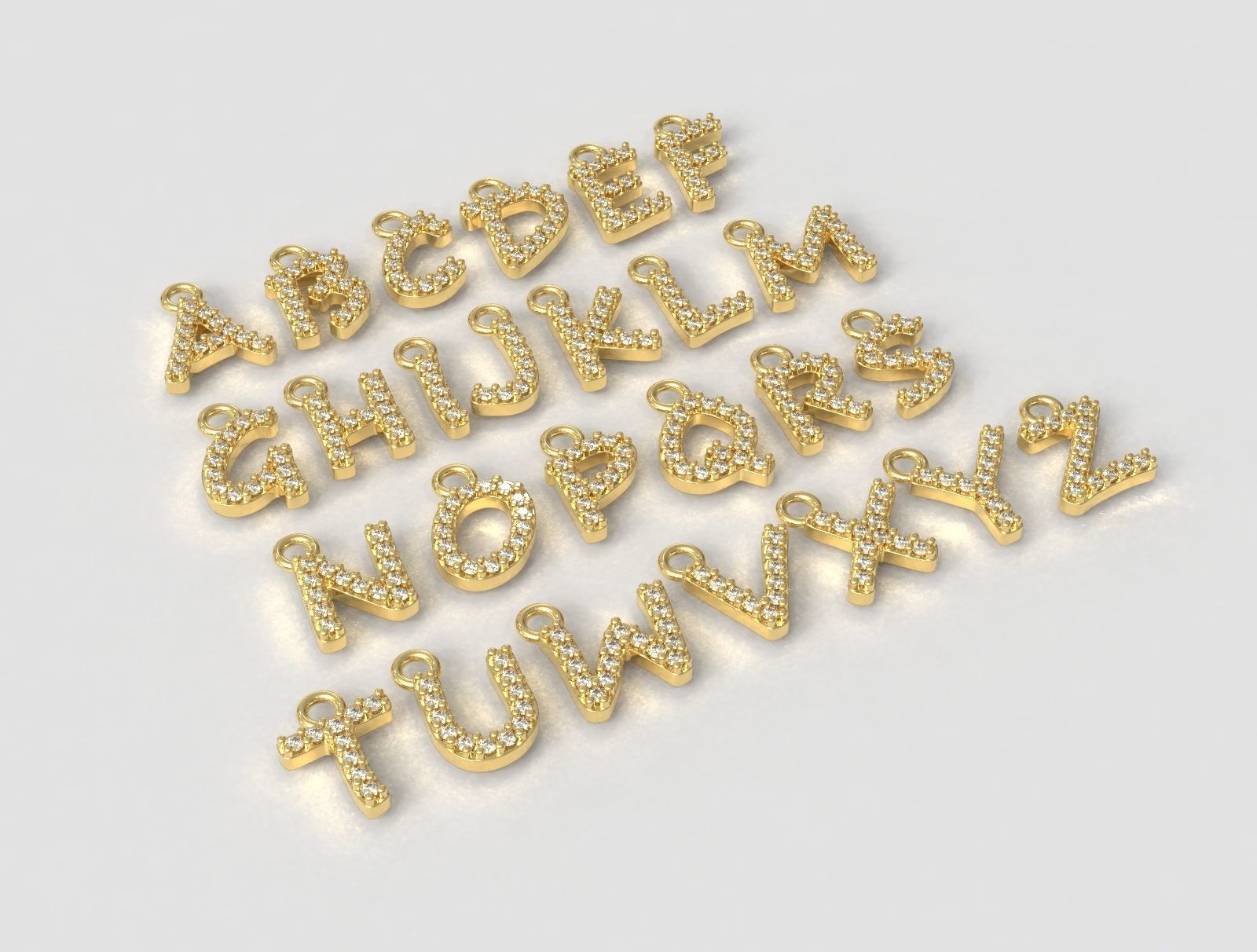 Modern Alphabet Diamond Pendants - 7mm 3D print model_2