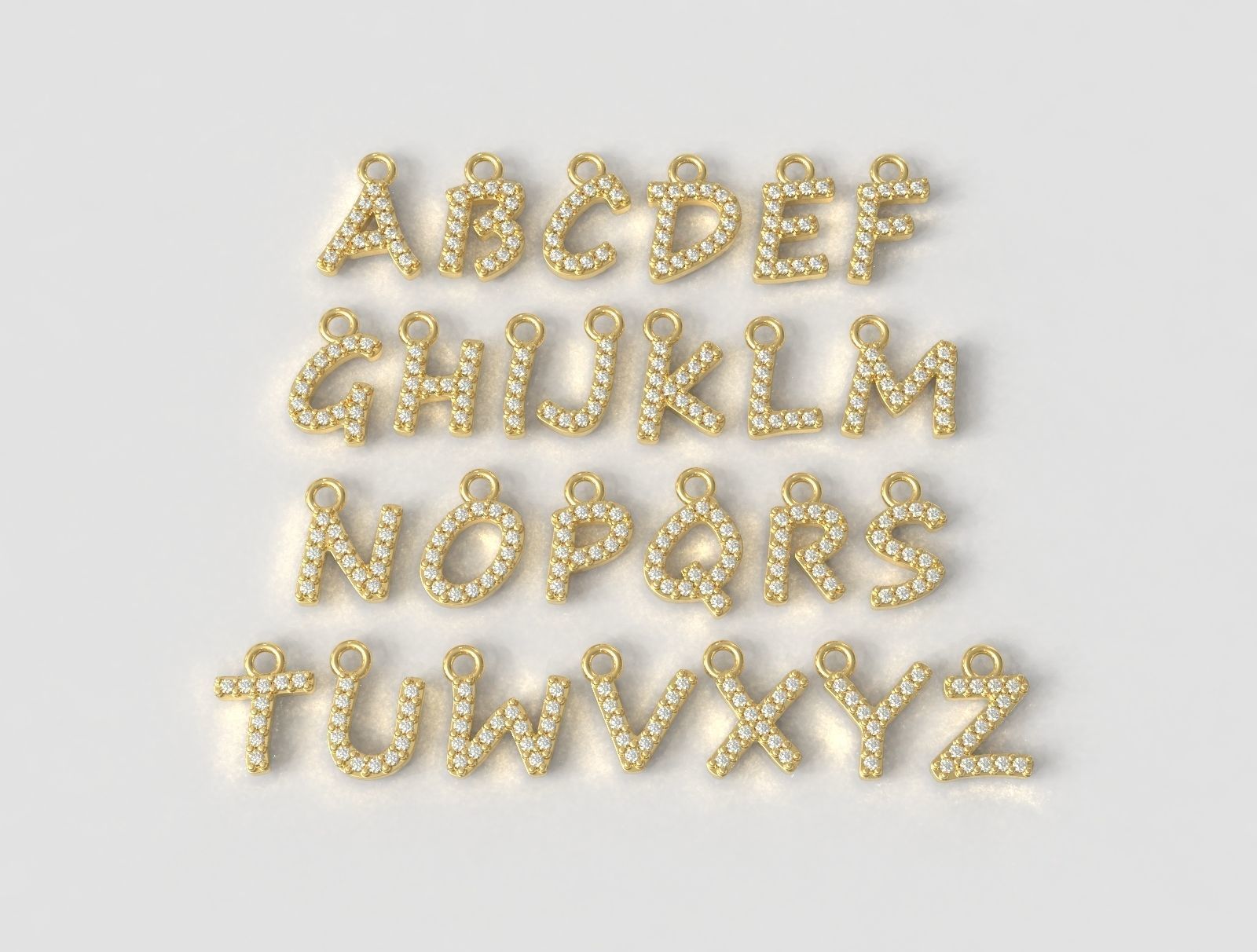 Modern Alphabet Diamond Pendants - 7mm 3D print model_3