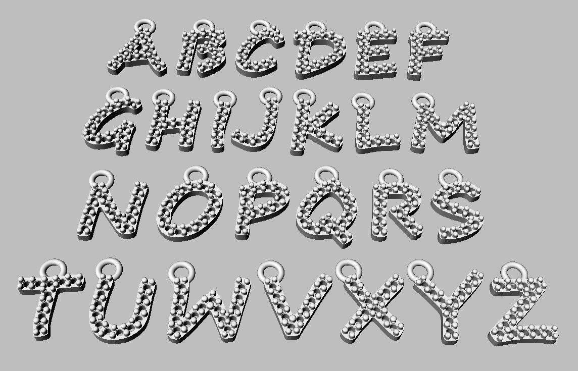 Modern Alphabet Diamond Pendants - 7mm 3D print model_23