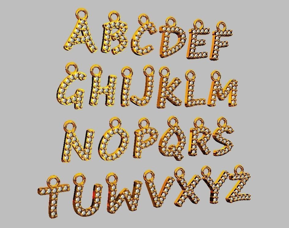 Modern Alphabet Diamond Pendants - 7mm 3D print model_6
