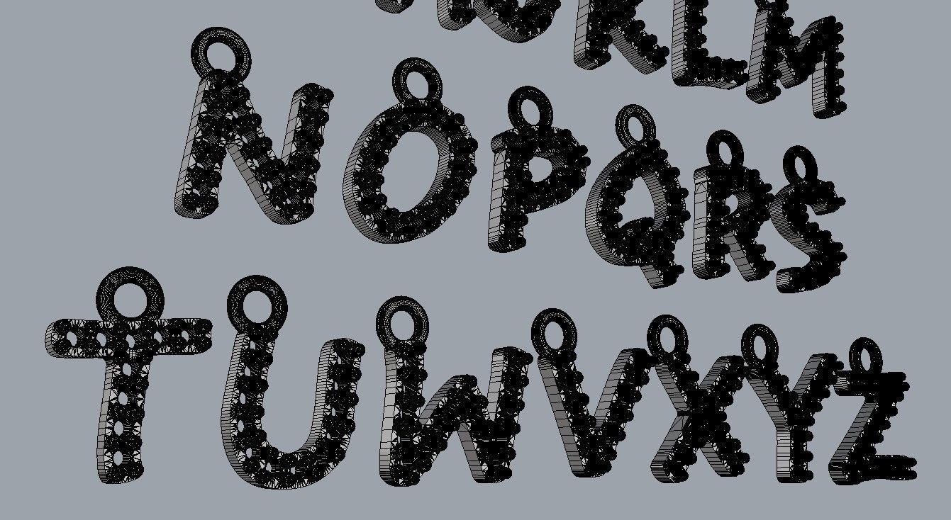 Modern Alphabet Diamond Pendants - 7mm 3D print model_16
