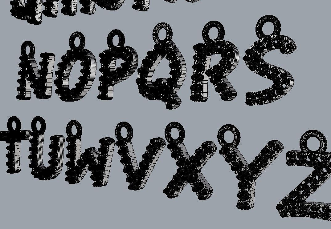 Modern Alphabet Diamond Pendants - 7mm 3D print model_17