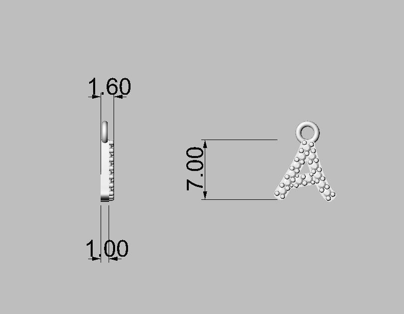 Modern Alphabet Diamond Pendants - 7mm 3D print model_4