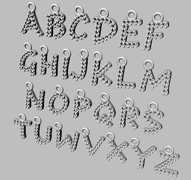 Modern Alphabet Diamond Pendants - 7mm 3D print model_21