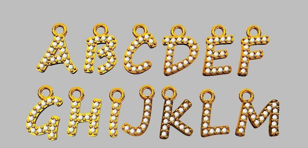 Modern Alphabet Diamond Pendants - 7mm 3D print model_8