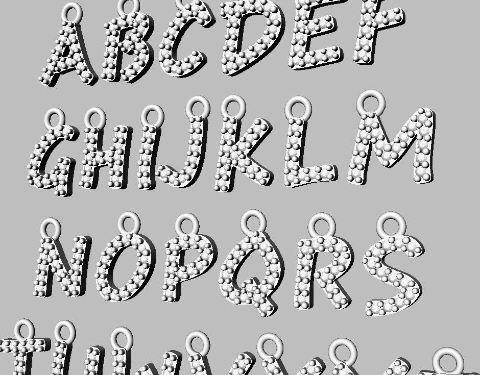 Modern Alphabet Diamond Pendants - 7mm 3D print model_22