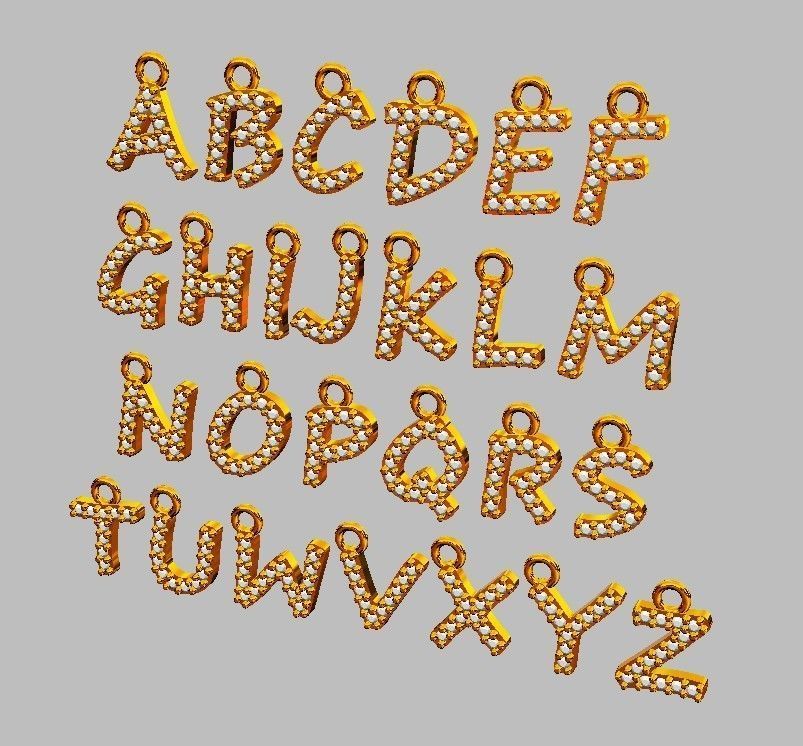 Modern Alphabet Diamond Pendants - 7mm 3D print model_7