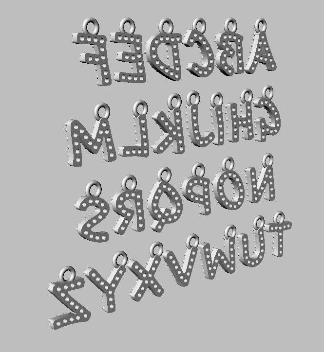 Modern Alphabet Diamond Pendants - 7mm 3D print model_25