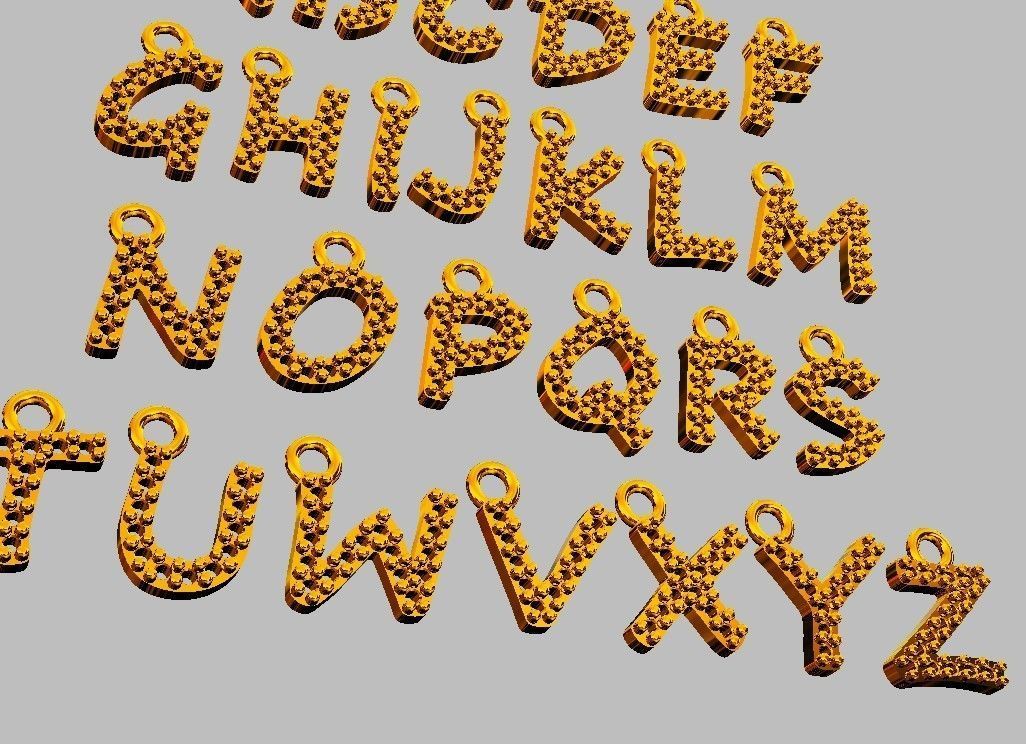 Modern Alphabet Diamond Pendants - 7mm 3D print model_14