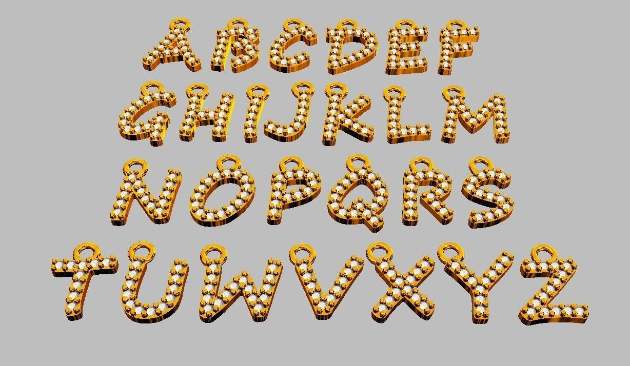 Modern Alphabet Diamond Pendants - 7mm 3D print model_11
