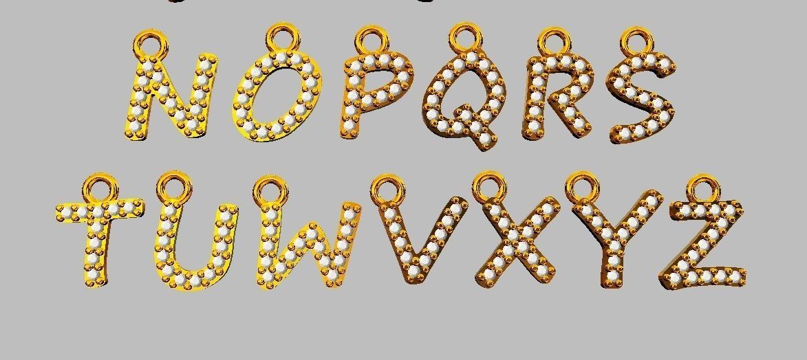 Modern Alphabet Diamond Pendants - 7mm 3D print model_9