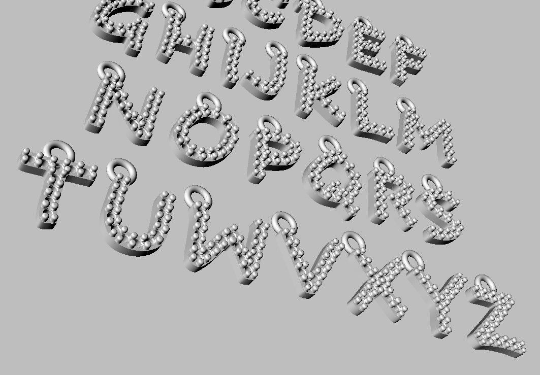 Modern Alphabet Diamond Pendants - 7mm 3D print model_20
