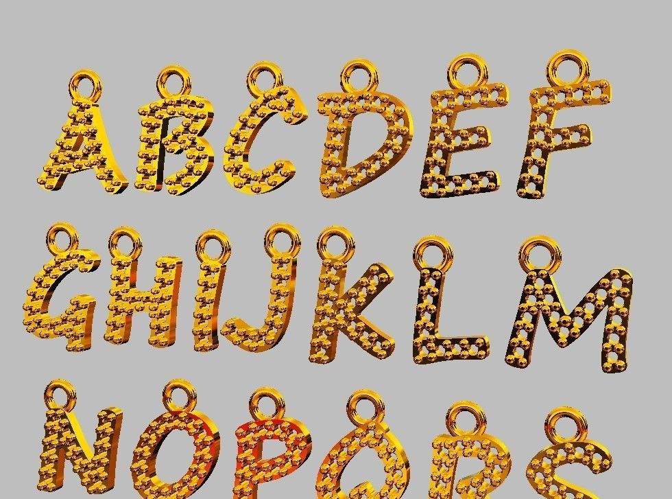 Modern Alphabet Diamond Pendants - 7mm 3D print model_13