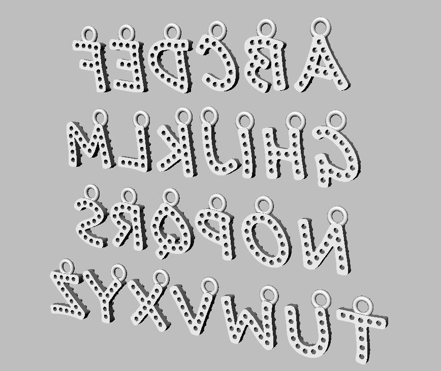 Modern Alphabet Diamond Pendants - 7mm 3D print model_24