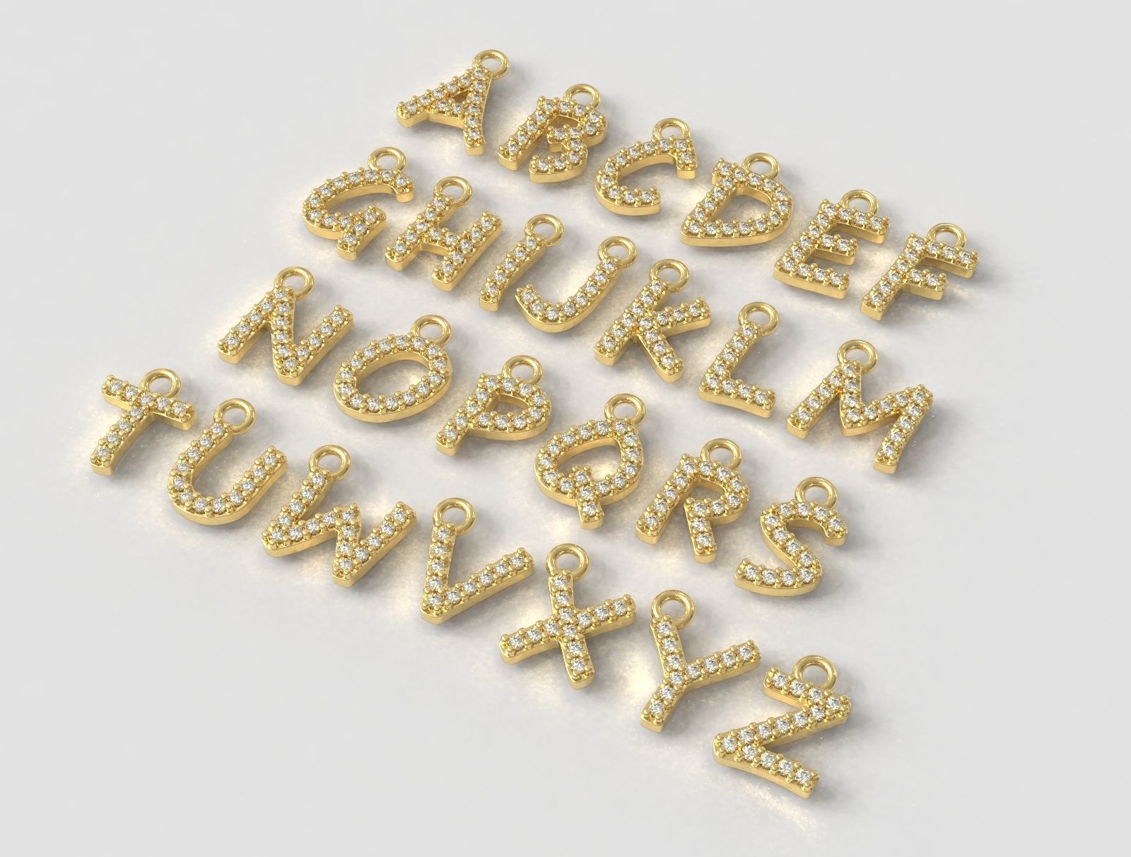 Modern Alphabet Diamond Pendants - 7mm 3D print model_1