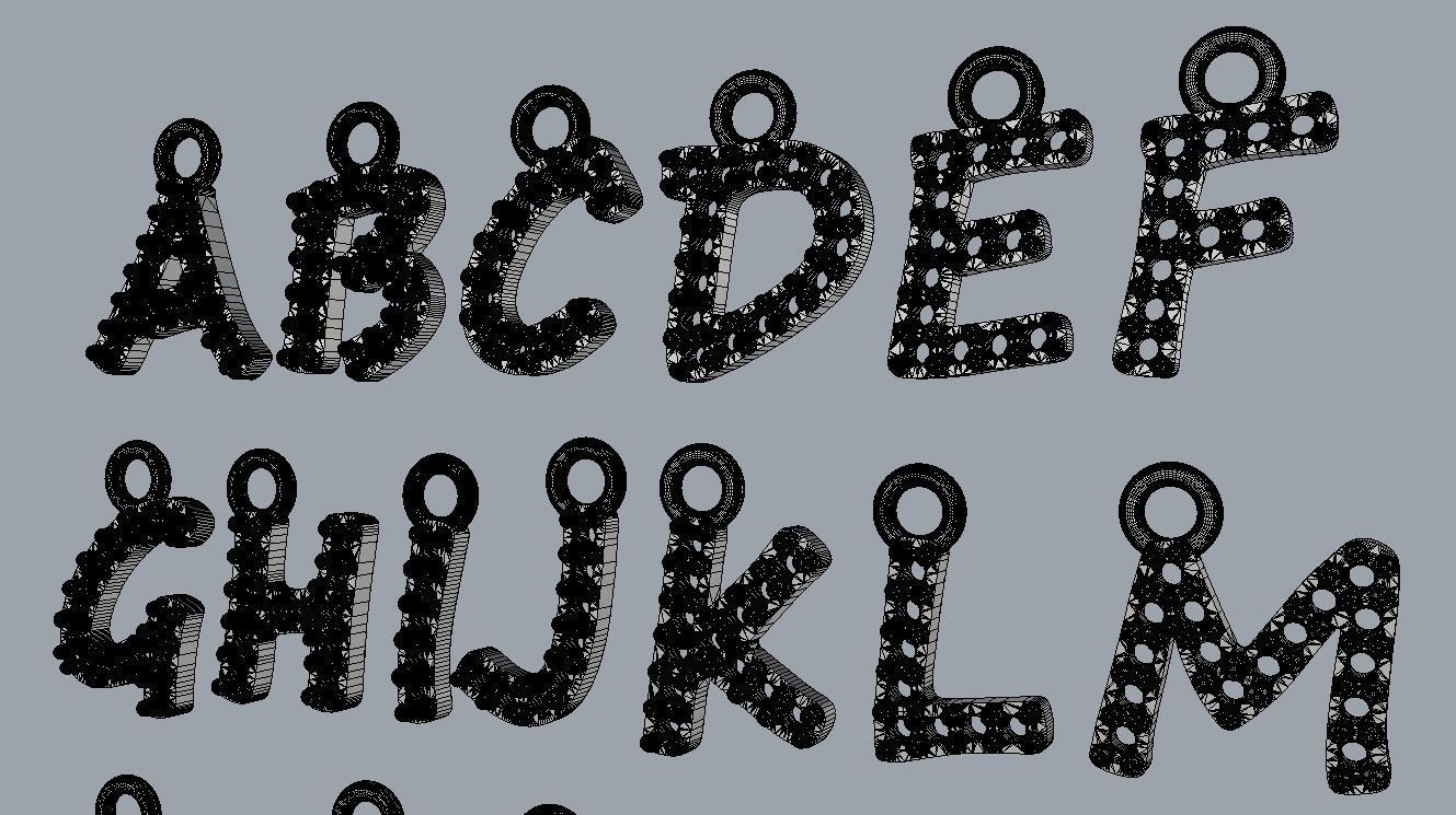 Modern Alphabet Diamond Pendants - 7mm 3D print model_15