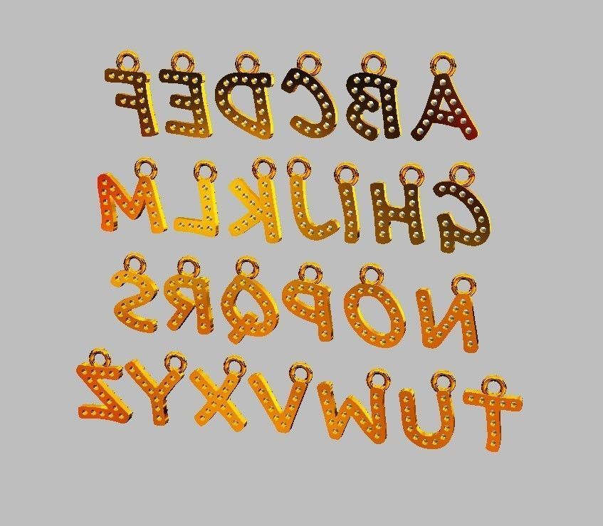 Modern Alphabet Diamond Pendants - 7mm 3D print model_10
