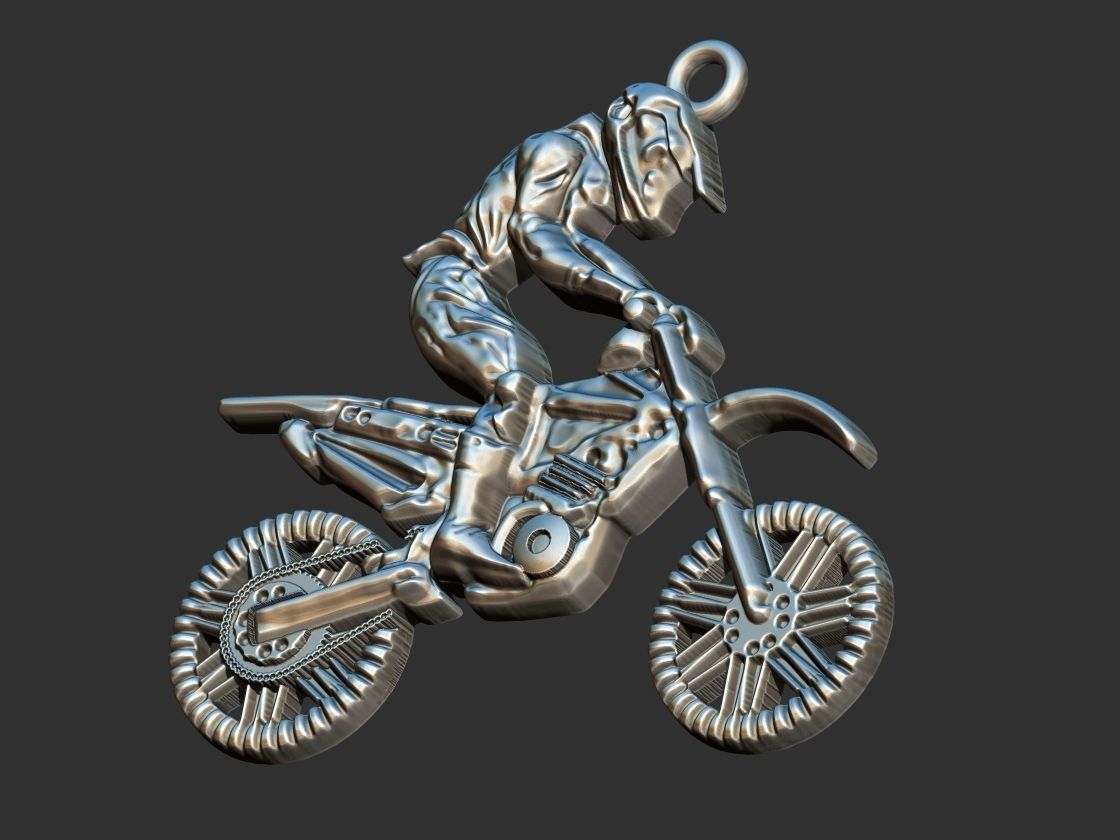 Motocross Pendant 3D print model_9