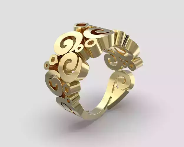 R 152 ring curly ornaments