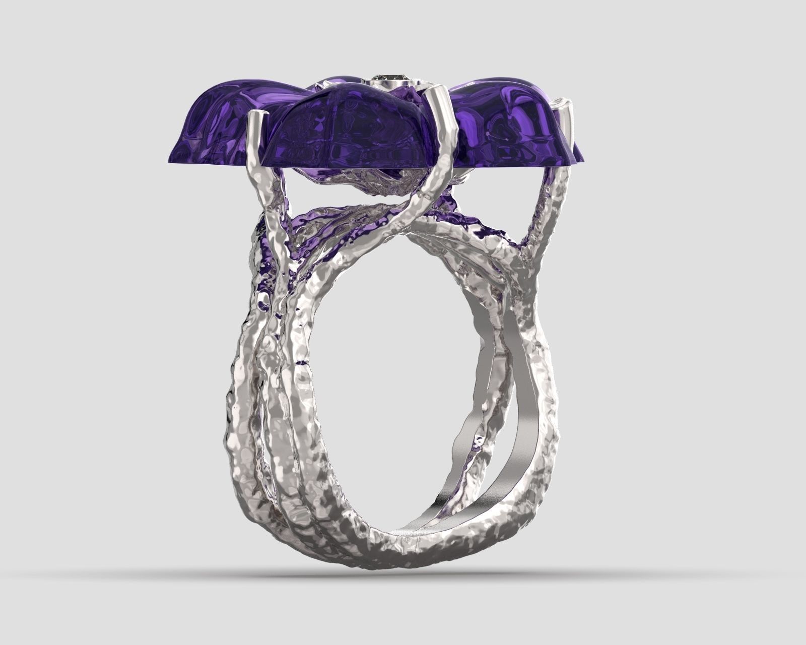 R 027 cocktail flower ring and tree texture shank 3D print model_7