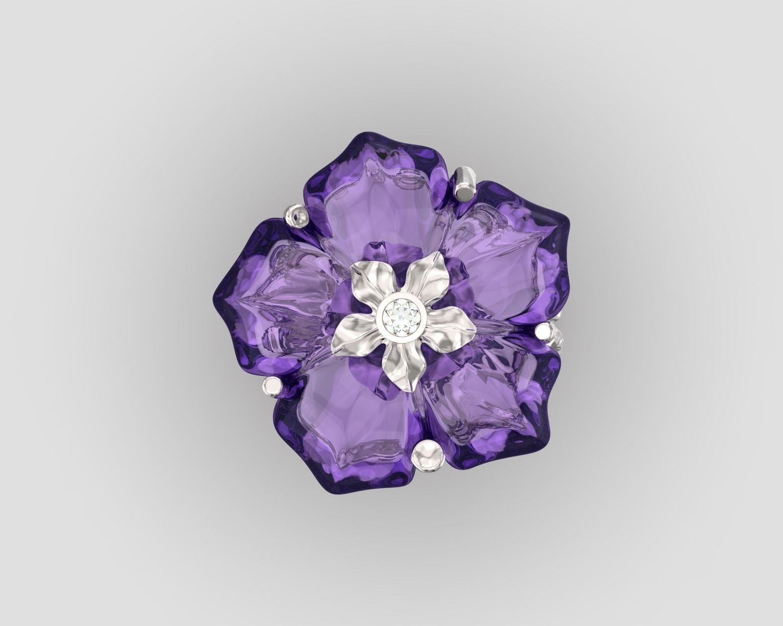 R 027 cocktail flower ring and tree texture shank 3D print model_5