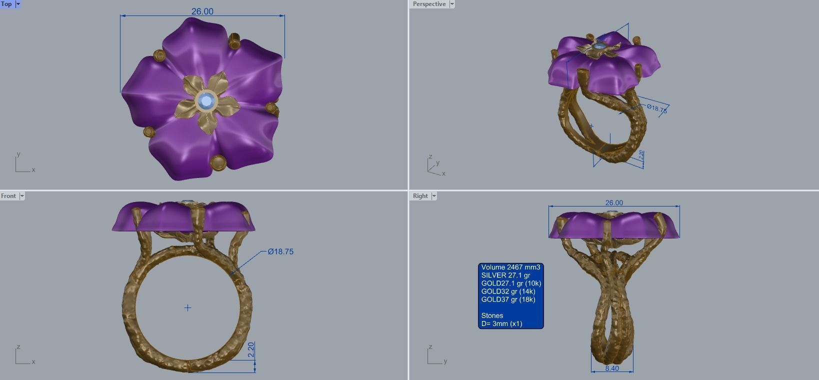 R 027 cocktail flower ring and tree texture shank 3D print model_8