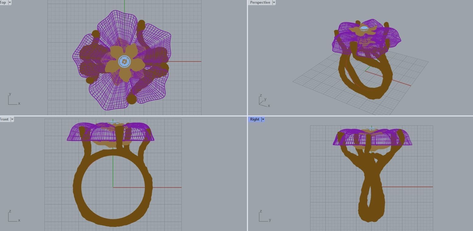 R 027 cocktail flower ring and tree texture shank 3D print model_9