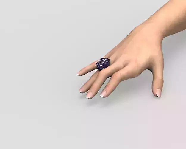 R 027 cocktail flower ring and tree texture shank 3D print model