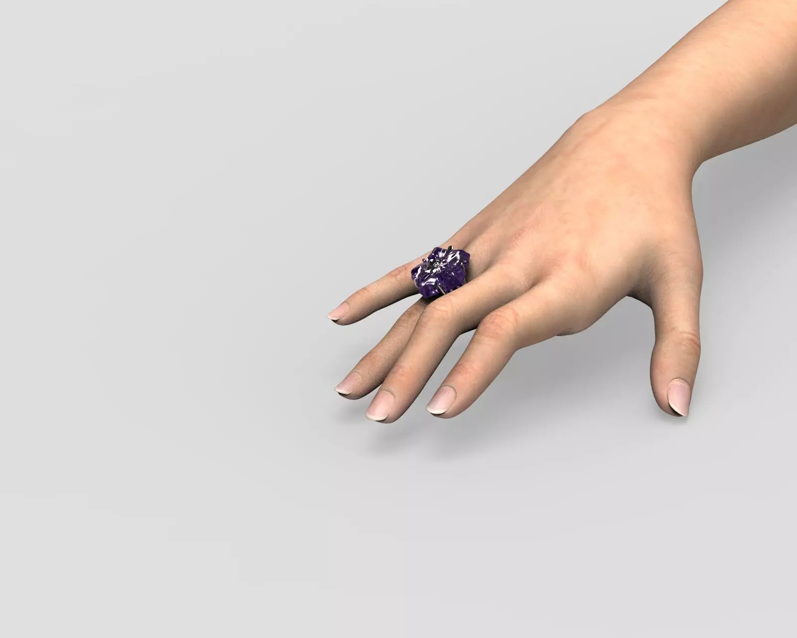 R 027 cocktail flower ring and tree texture shank 3D print model_0