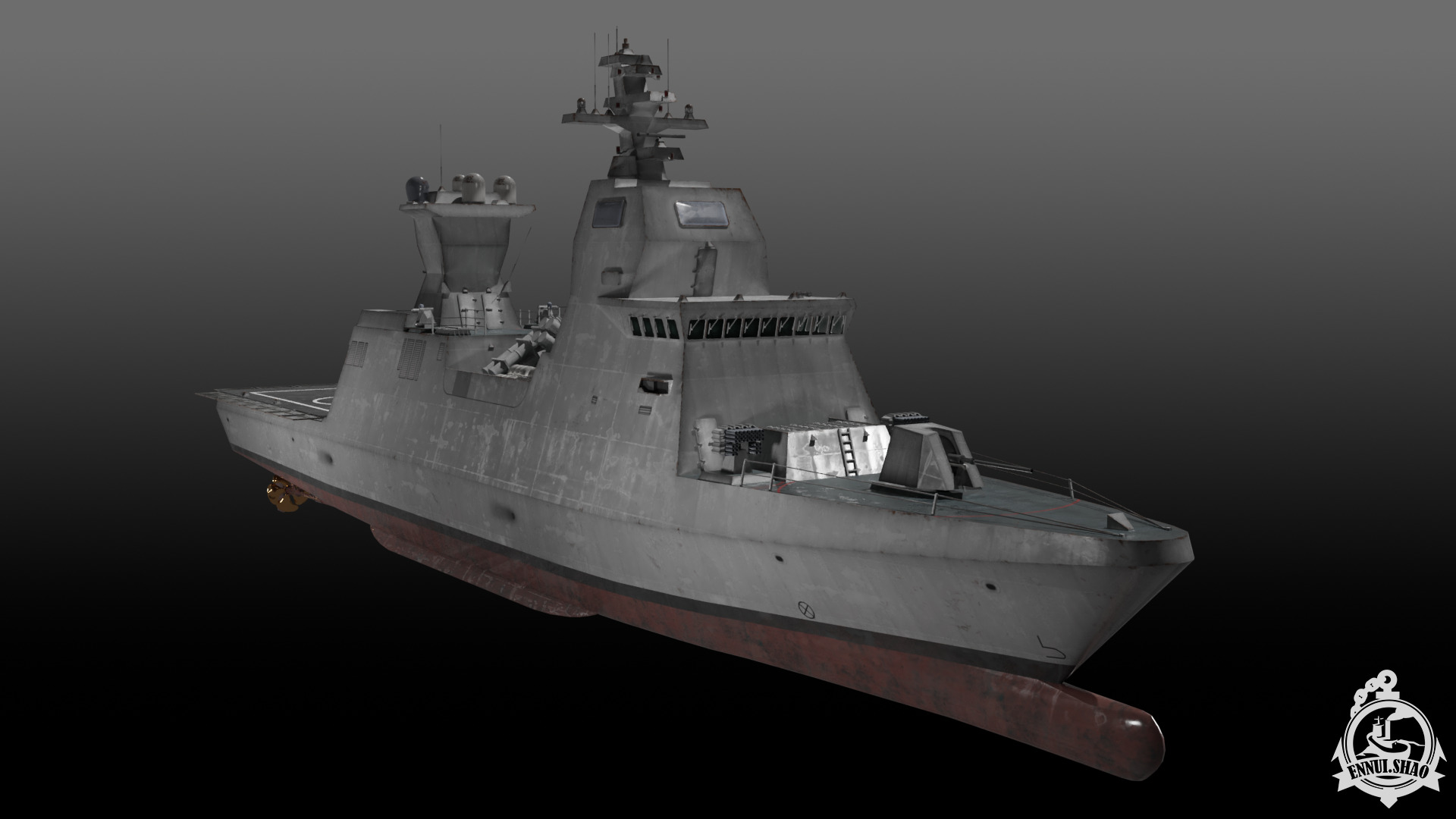 Israeli Navy Saar 6 class corvette Low-poly 3D model_2