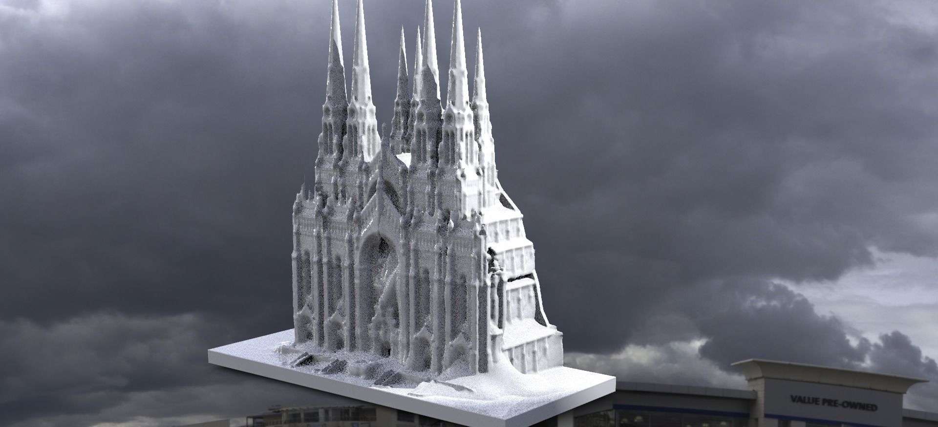 Fantasy Cathedral Grand front spire 3D print model_1