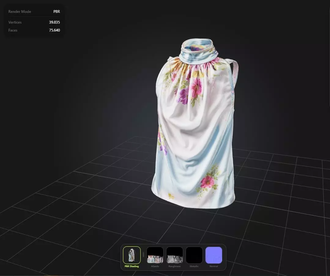 Floral Top PBR 4k Low-poly 3D model_0