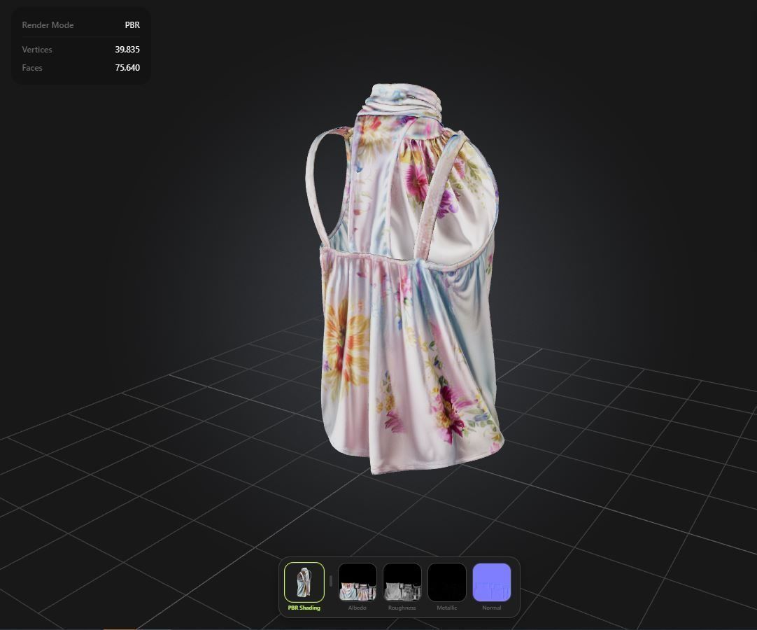 Floral Top PBR 4k Low-poly 3D model_1