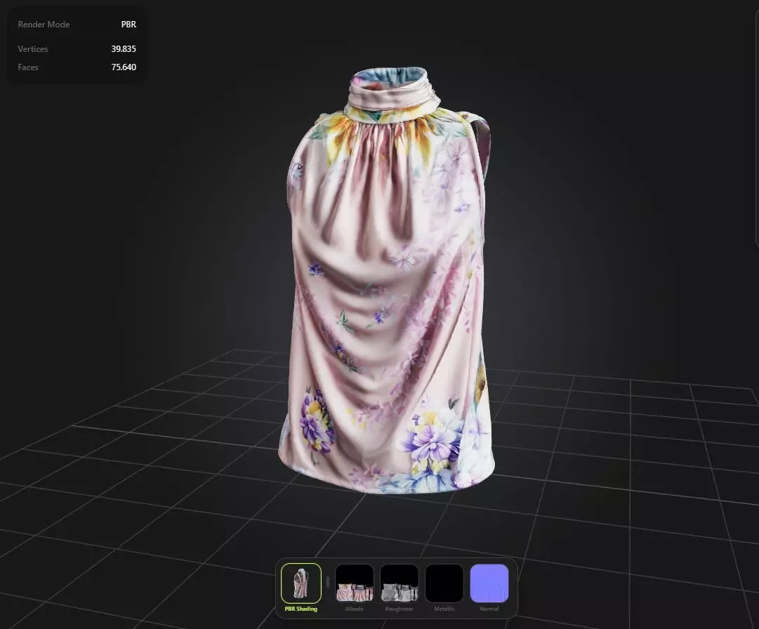 Floral Top PBR 4k Low-poly 3D model