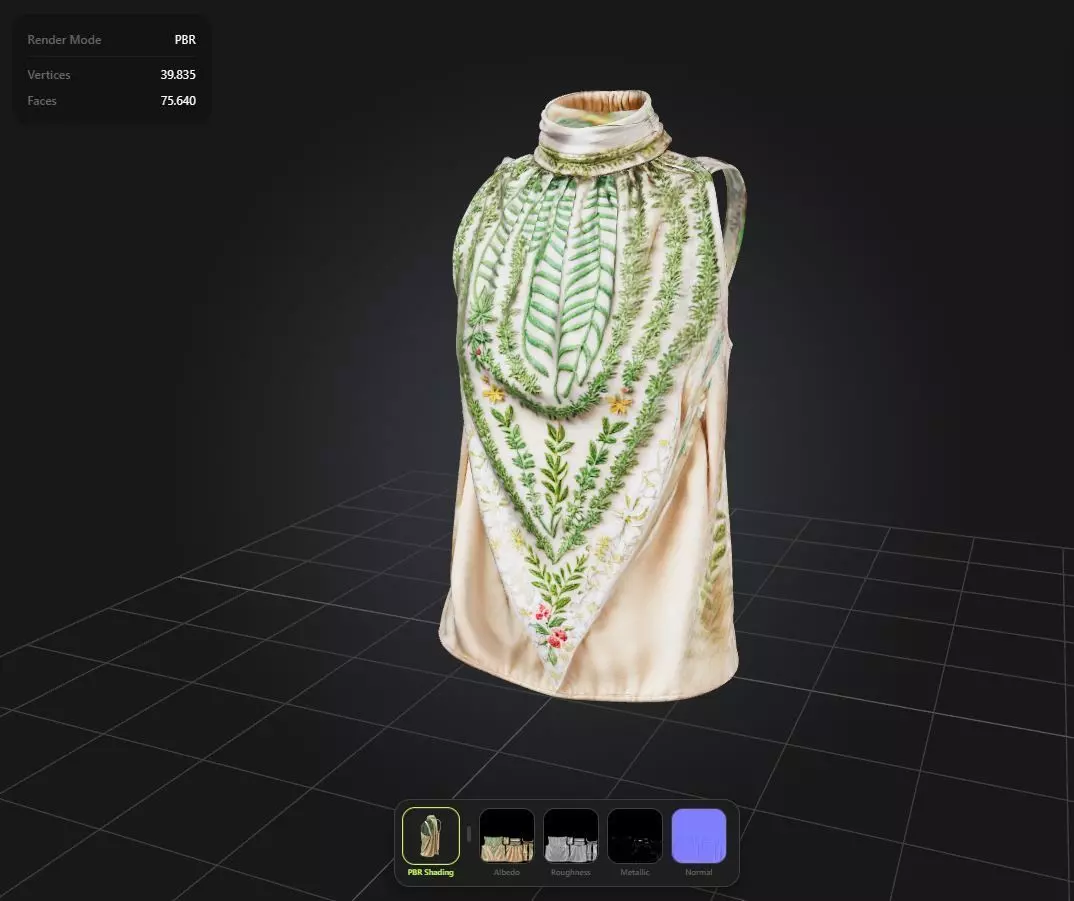 Floral Top PBR 4k Low-poly 3D model_0