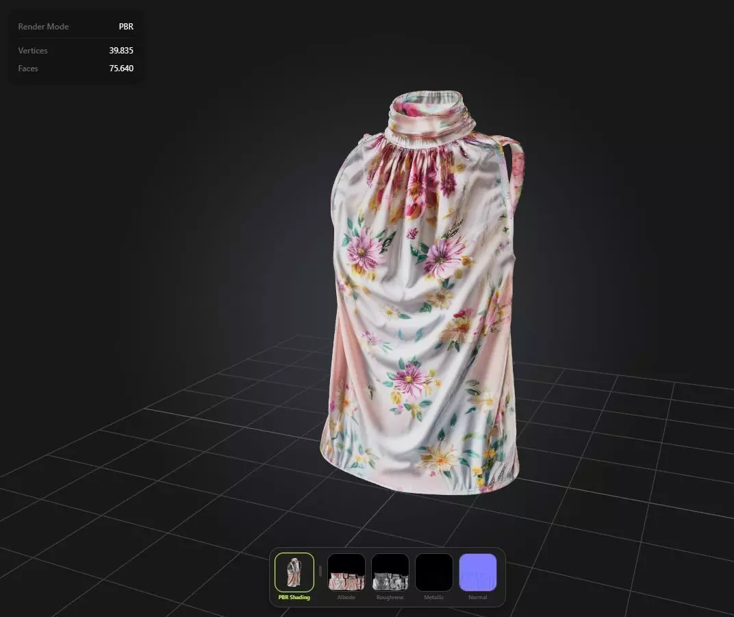 Floral Top PBR 4k Low-poly 3D model_0