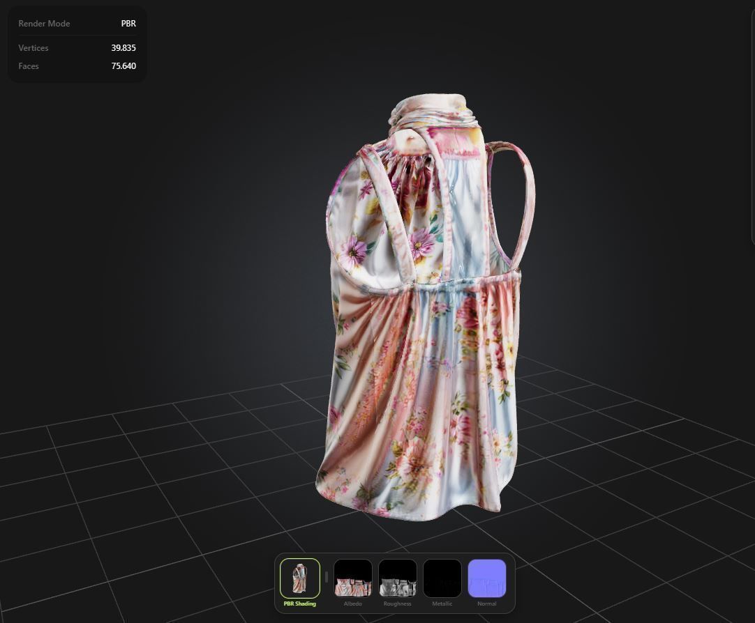 Floral Top PBR 4k Low-poly 3D model_1