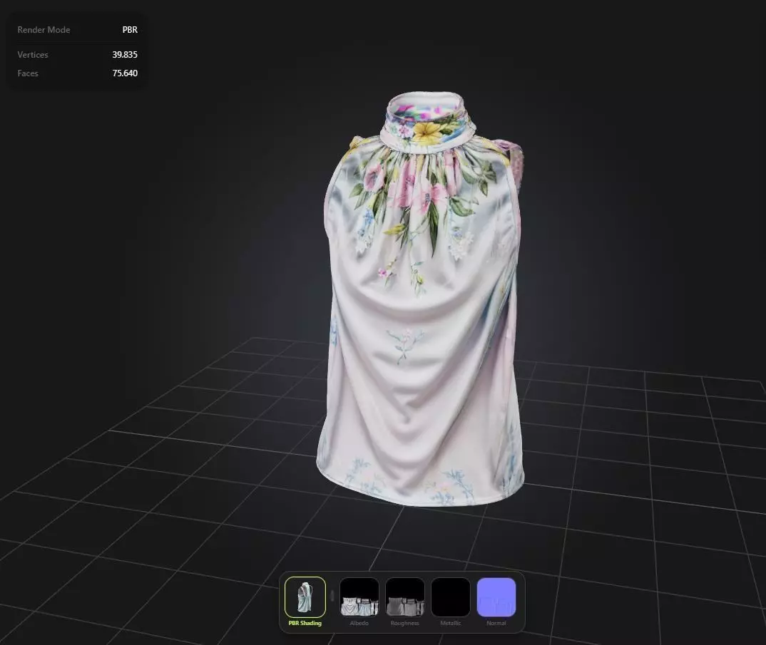 Floral Top PBR 4k Low-poly 3D model_0