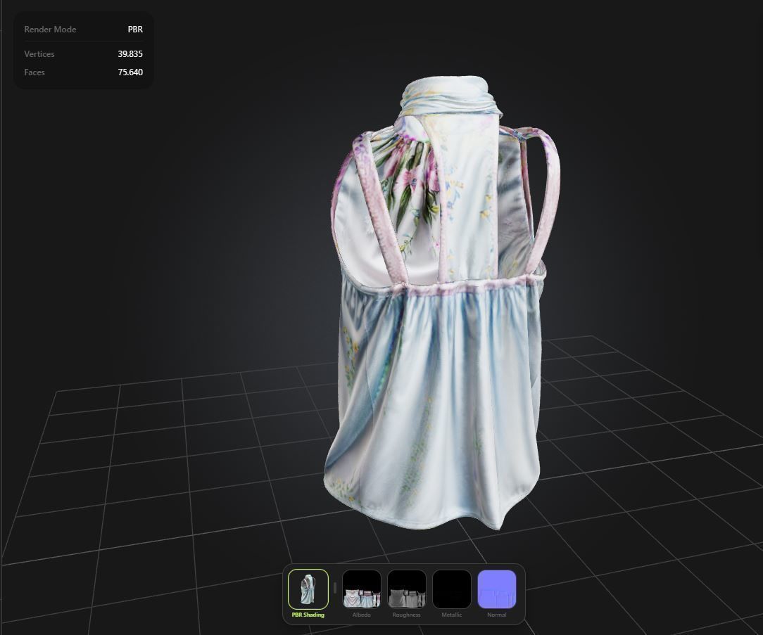 Floral Top PBR 4k Low-poly 3D model_1