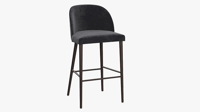 CRATE BARREL Camille Anthracite Velvet Bar Stools 3D model