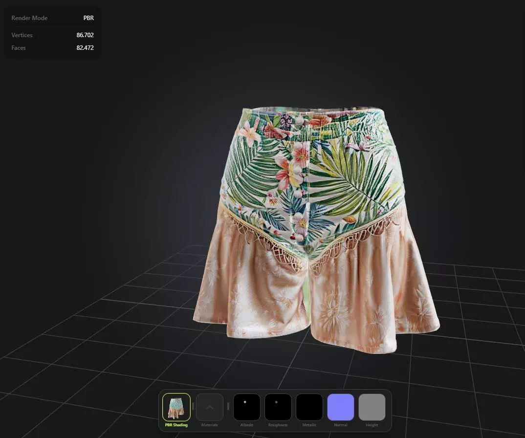 Floral Shorts PBR 4k Low-poly 3D model