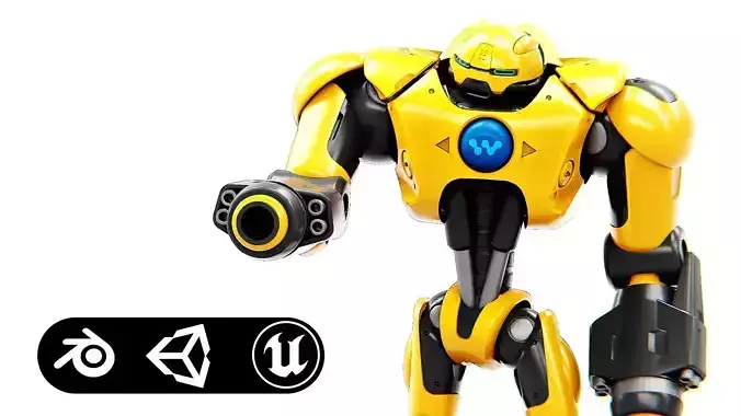 GUARD DROID X-5000 Rigged for Unreal Engine - Unity - MIXAMO  3D model