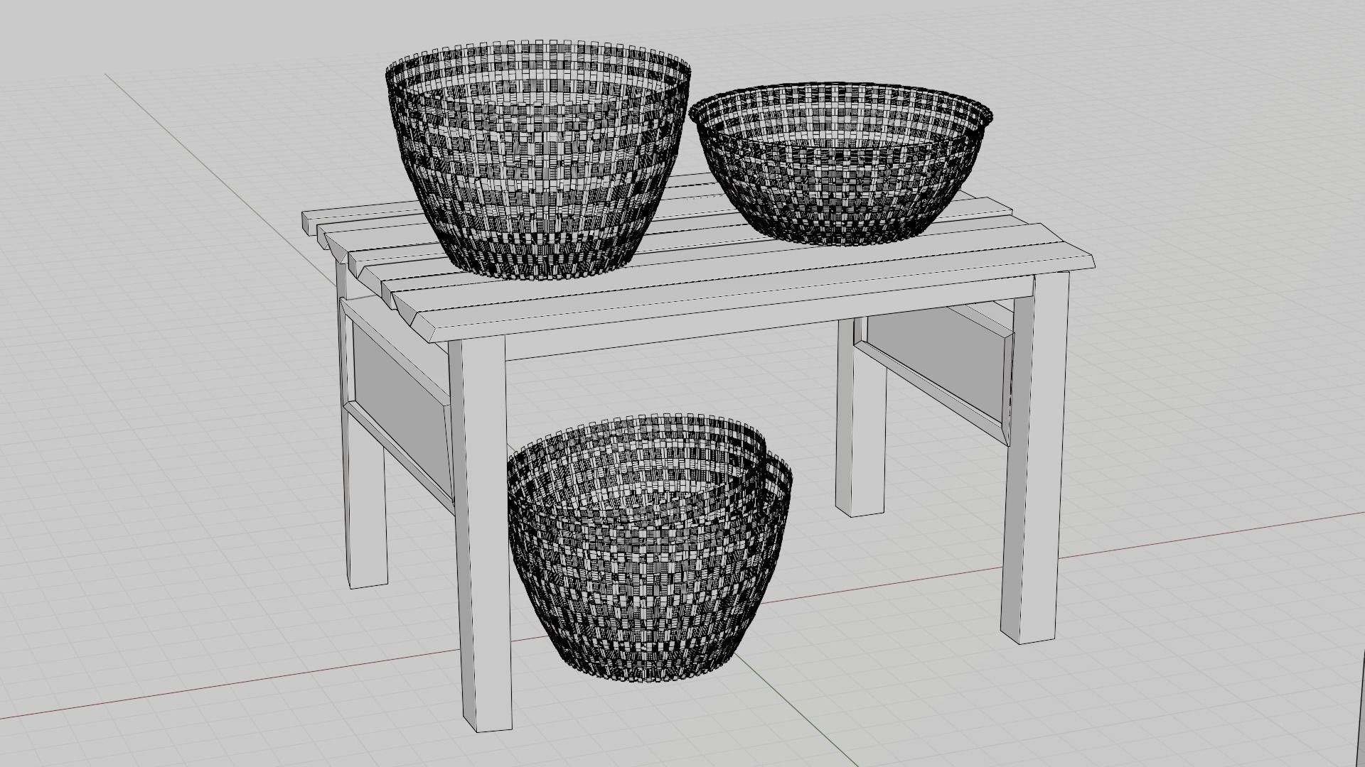 Basket and wooden table Game Assets item1 3D model_6